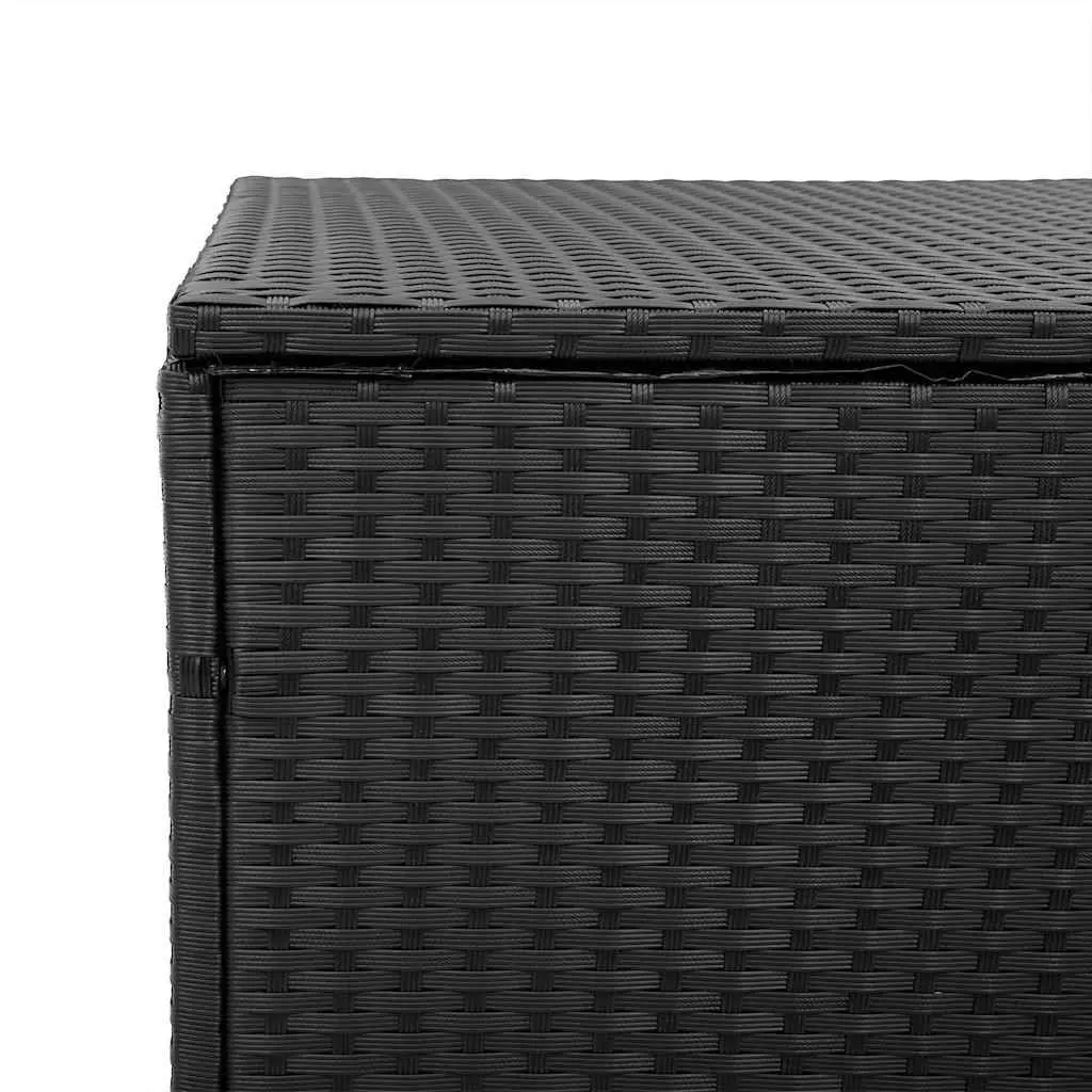 Outdoor Storage Box Black Garden Furniture Poly Rattan 110x50x58cm Bench Deck