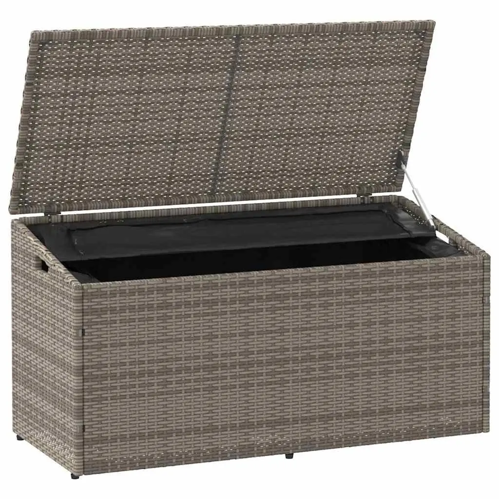 Garden Storage Box Grey Poly Rattan Outdoor Use 110x50x58cm