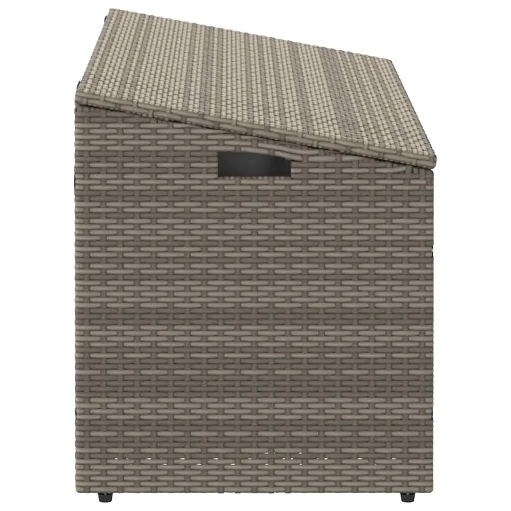 Garden Storage Box Grey Poly Rattan Outdoor Use 110x50x58cm