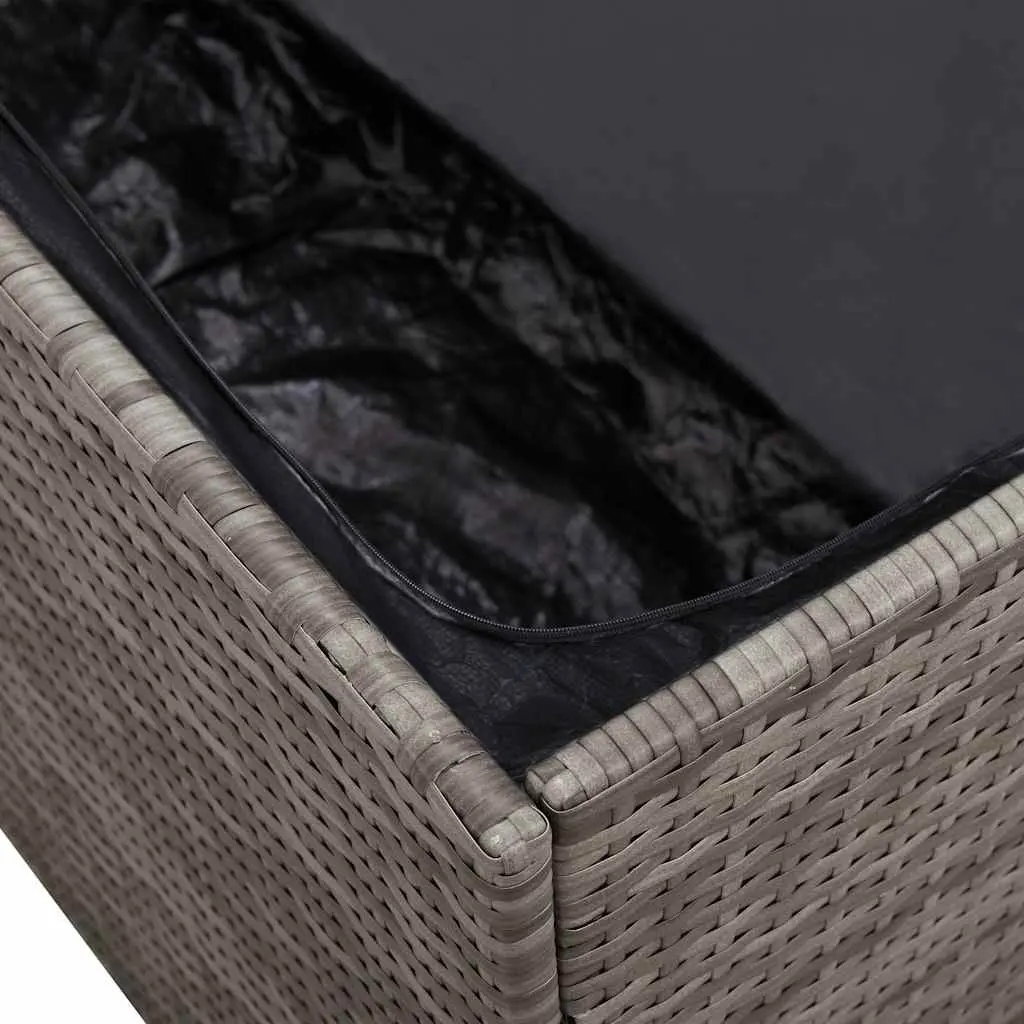 Garden Storage Box Grey Poly Rattan Outdoor Use 110x50x58cm