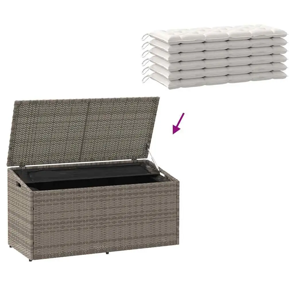 Garden Storage Box Grey Poly Rattan Outdoor Use 110x50x58cm
