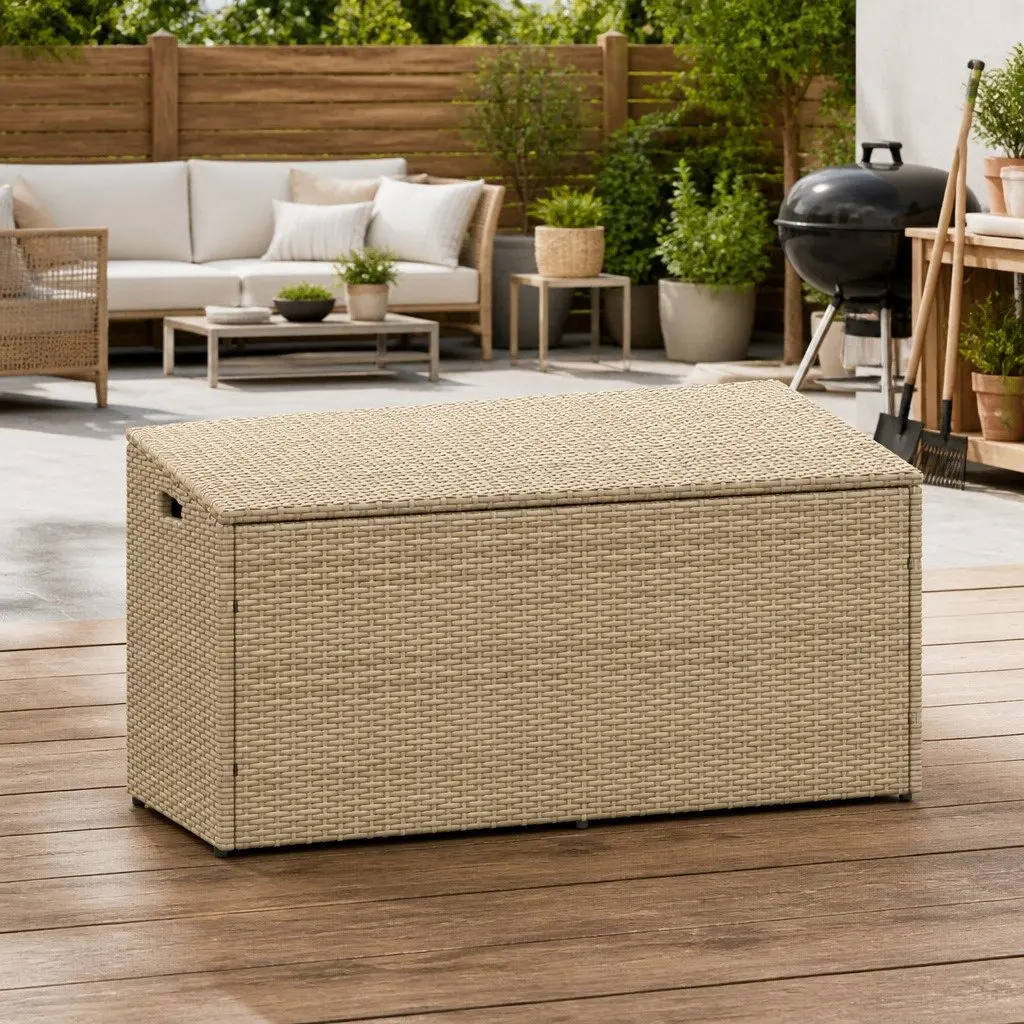 Garden Storage Box Outdoor Furniture Beige 110x50x58cm