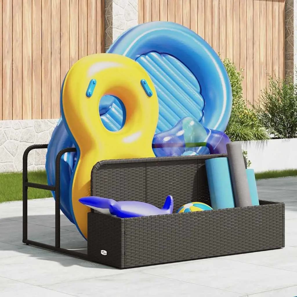 Poolside Float Storage Basket Outdoor Garden Patio Organiser Black 110x100x57cm