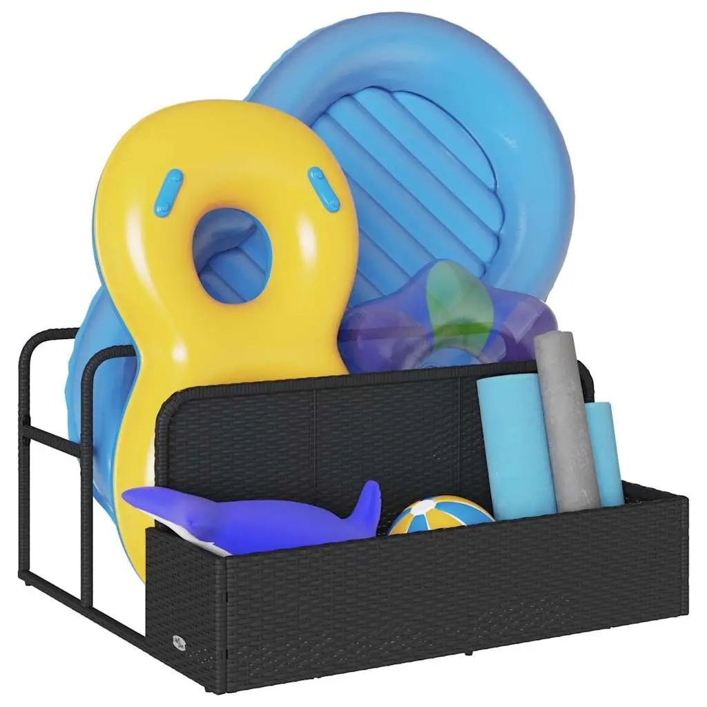 Poolside Float Storage Basket Outdoor Garden Patio Organiser Black 110x100x57cm