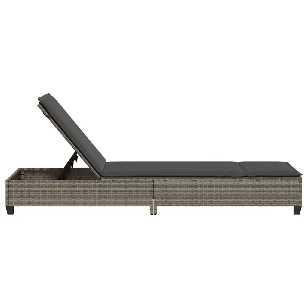 Sun Lounger Outdoor Garden Furniture Grey Adjustable Recliner Poly Rattan