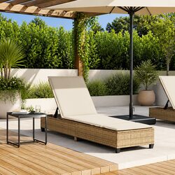 Dimensions and Specifications of Beige Sun Lounger with Cushions