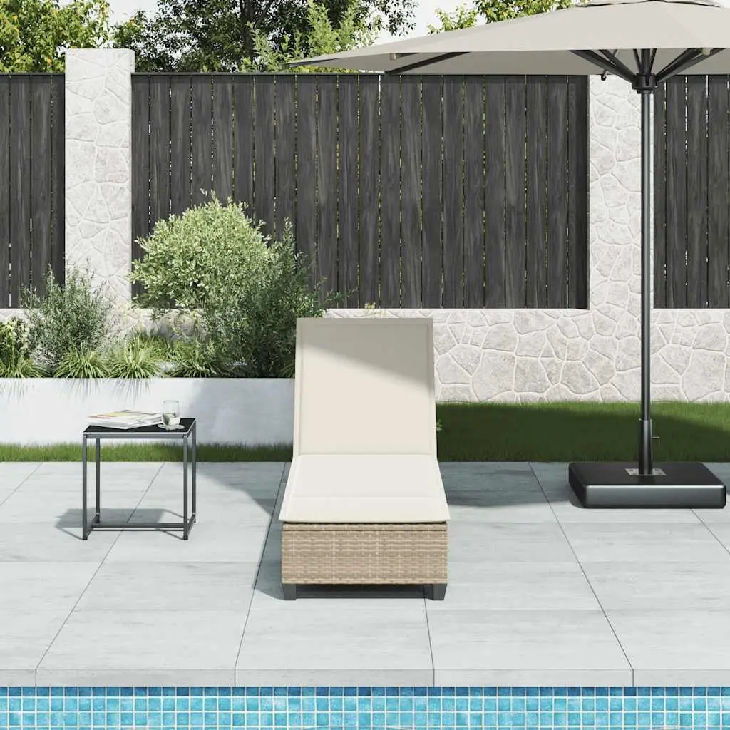 Sun Lounger Outdoor Adjustable Backrest Beige 55 x 200 x 25.5 cm