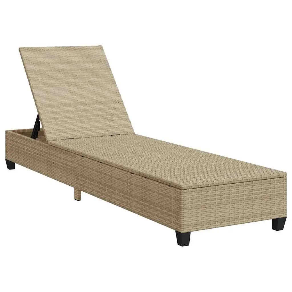 Sun Lounger Outdoor Adjustable Backrest Beige 55 x 200 x 25.5 cm