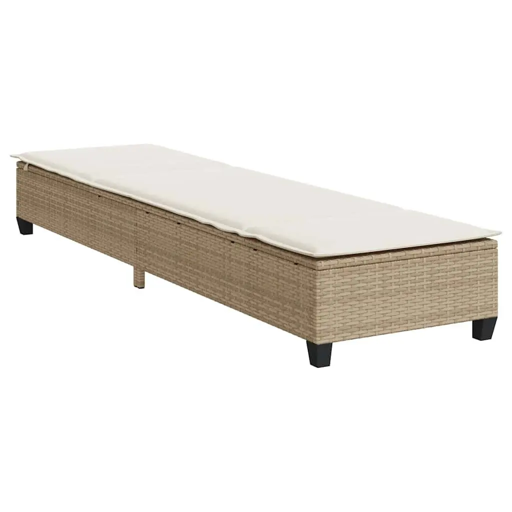 Sun Lounger Outdoor Adjustable Backrest Beige 55 x 200 x 25.5 cm