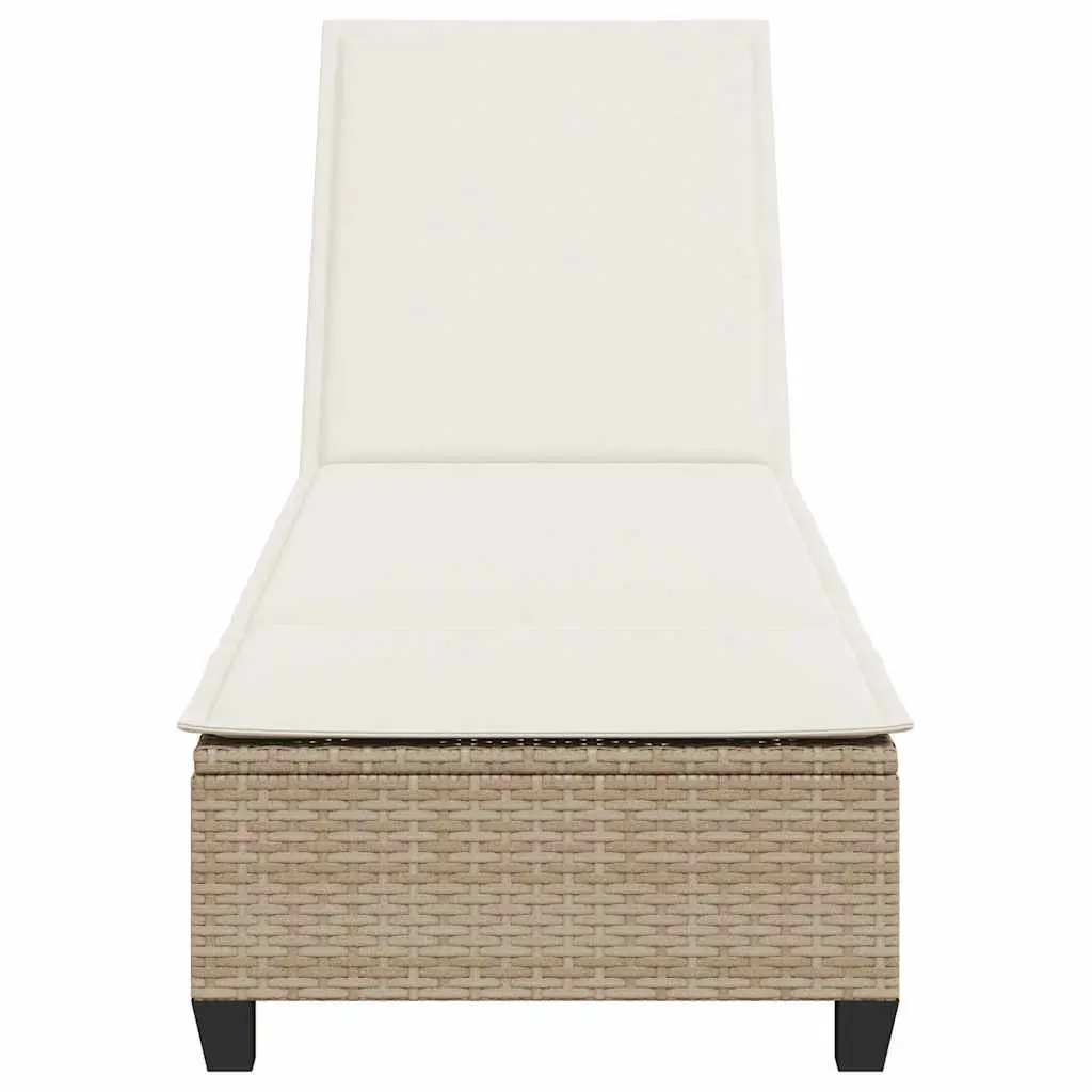 Sun Lounger Outdoor Adjustable Backrest Beige 55 x 200 x 25.5 cm