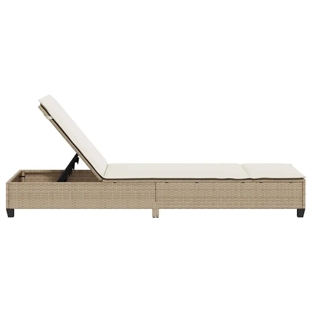 Sun Lounger Outdoor Adjustable Backrest Beige 55 x 200 x 25.5 cm