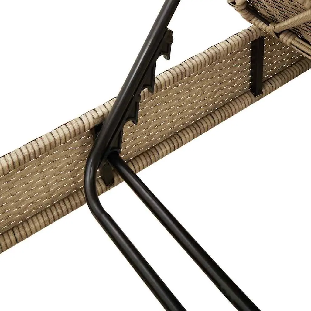 Sun Lounger Outdoor Adjustable Backrest Beige 55 x 200 x 25.5 cm