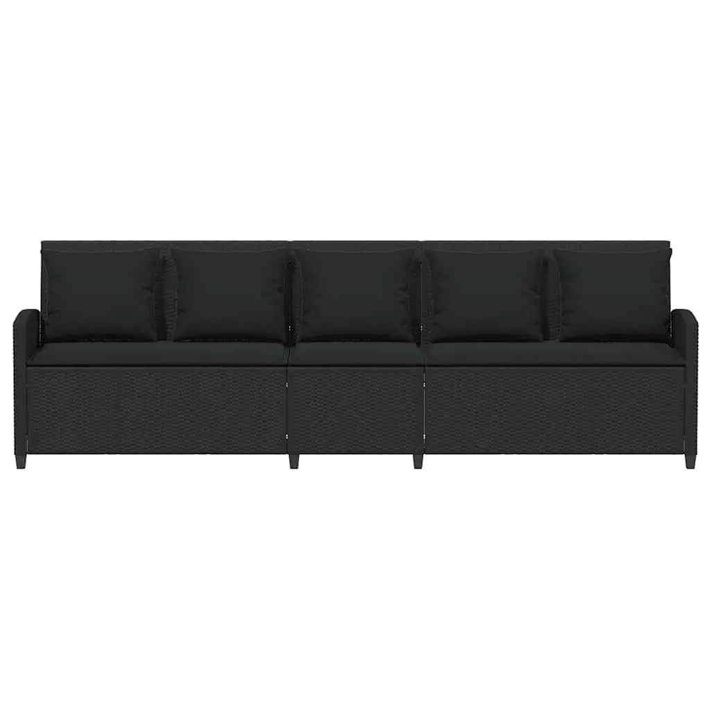 Outdoor Lounge Set 5-Seater Garden Sofa Black Poly Rattan with Cushions