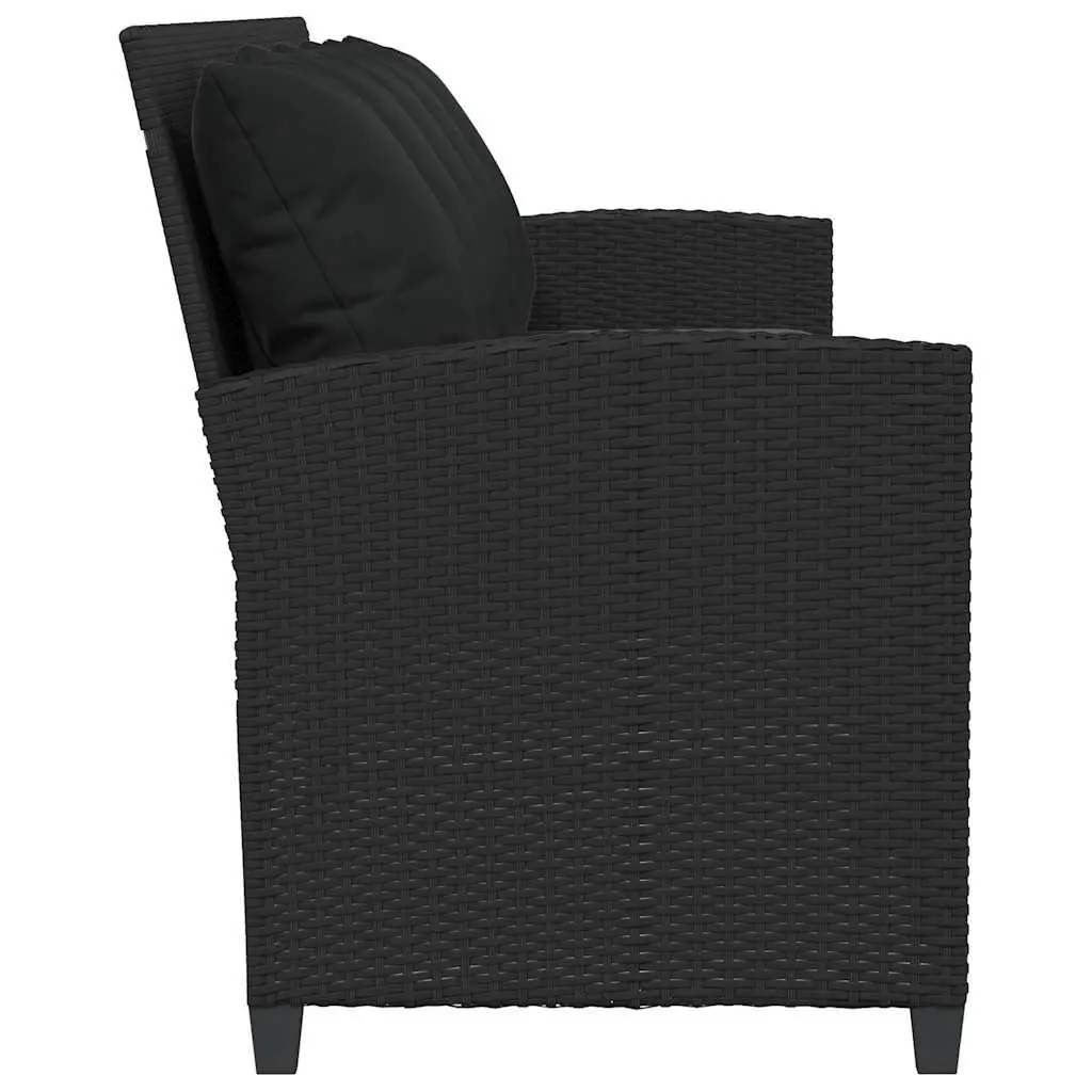 Outdoor Lounge Set 5-Seater Garden Sofa Black Poly Rattan with Cushions