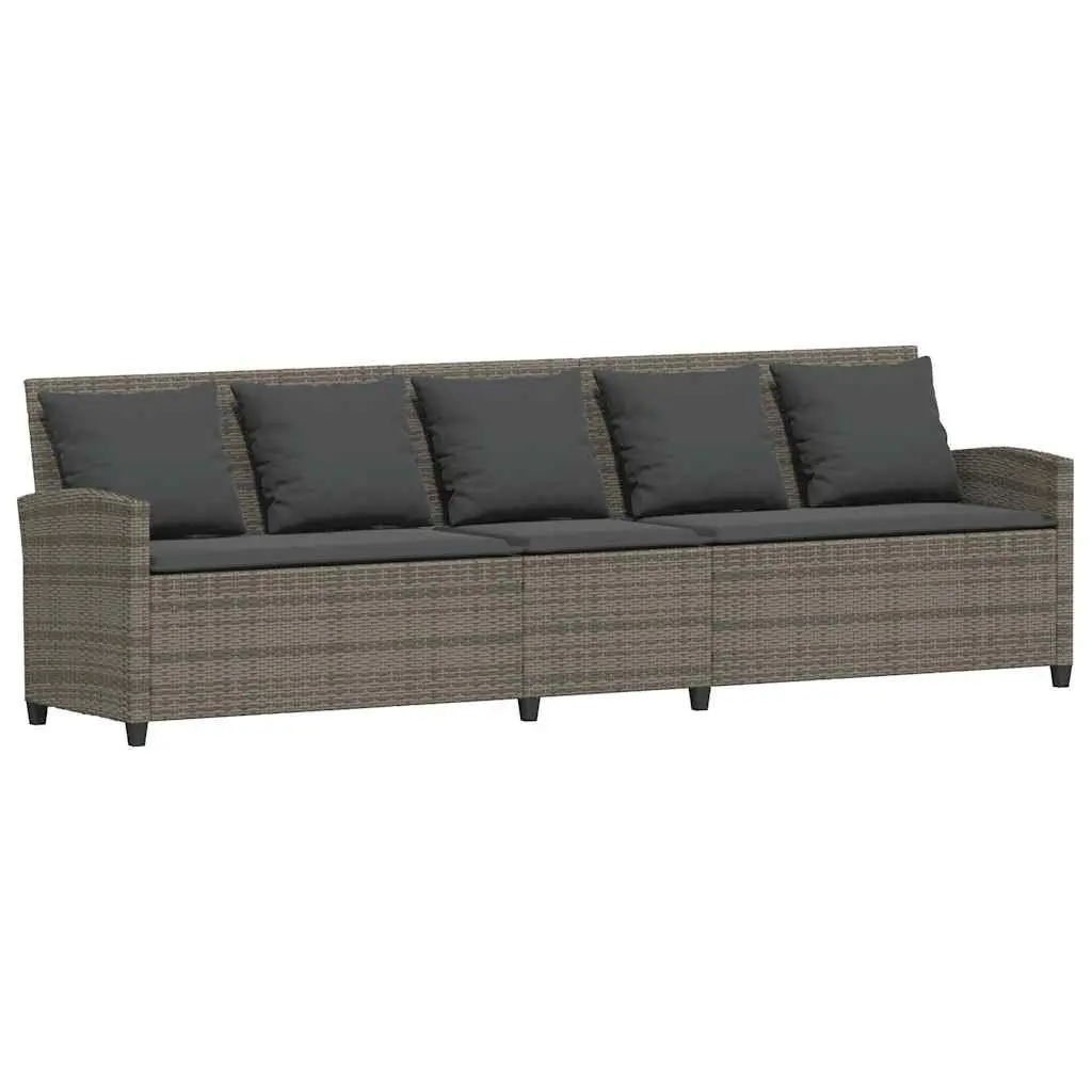 Garden Sofa Outdoor 5-Seater Grey Rattan
