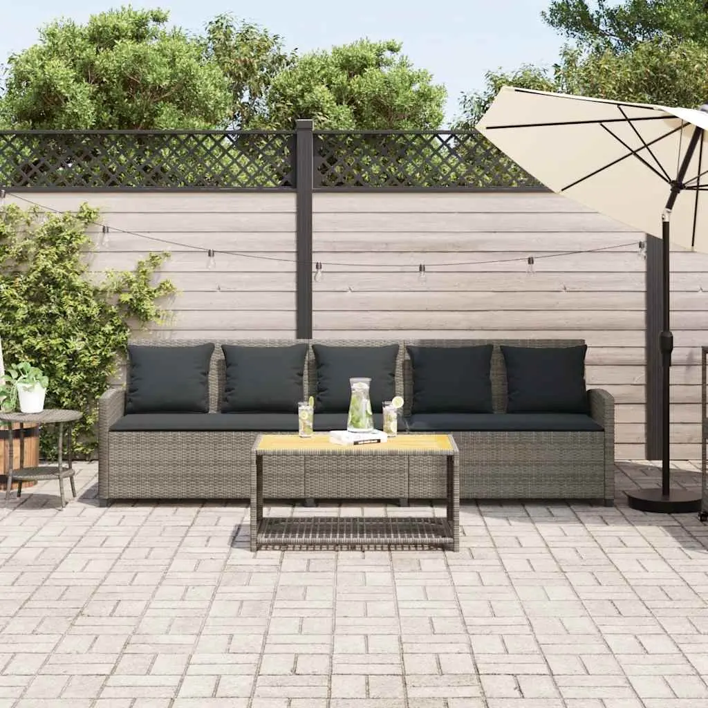 Garden Sofa Outdoor 5-Seater Grey Rattan