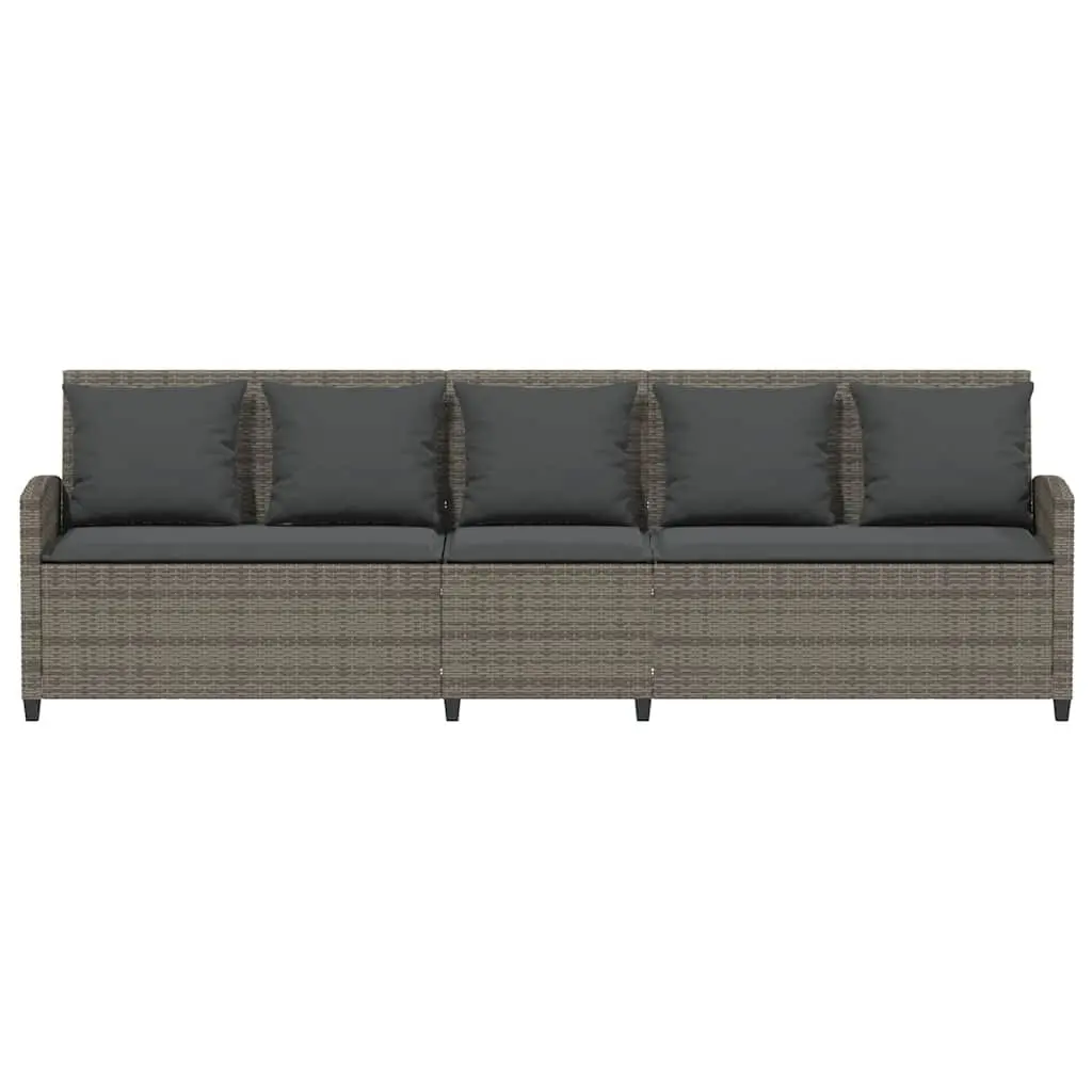 Garden Sofa Outdoor 5-Seater Grey Rattan