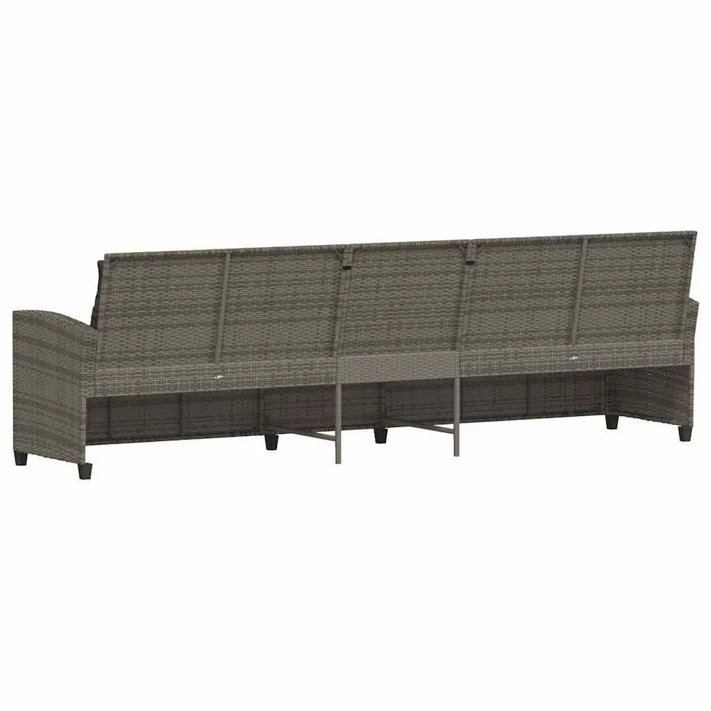 Garden Sofa Outdoor 5-Seater Grey Rattan