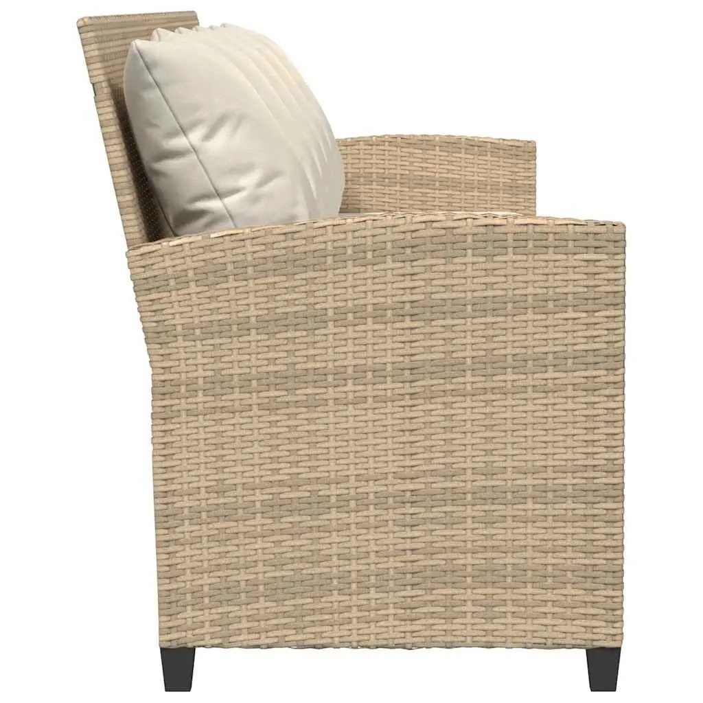 Garden Sofa 5-Seater with Cushions Beige Poly Rattan Outdoor Patio Lounge Set