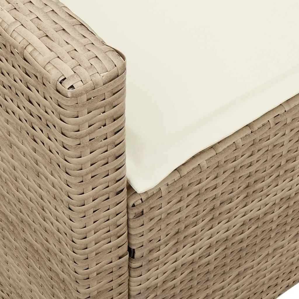 Garden Sofa 5-Seater with Cushions Beige Poly Rattan Outdoor Patio Lounge Set