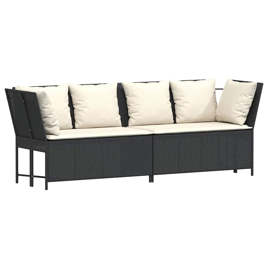 Garden Sofa Outdoor Patio Modular Black PE Rattan with Cushions