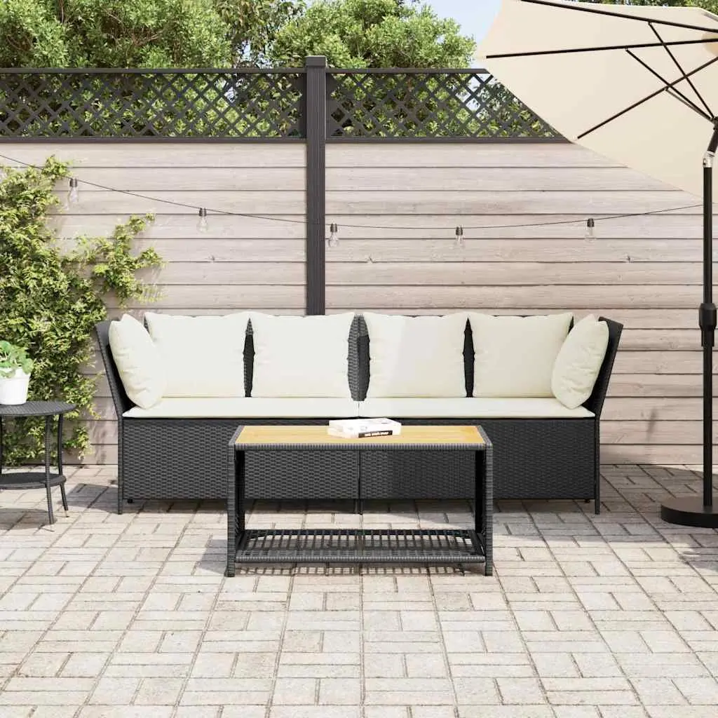 Garden Sofa Outdoor Patio Modular Black PE Rattan with Cushions