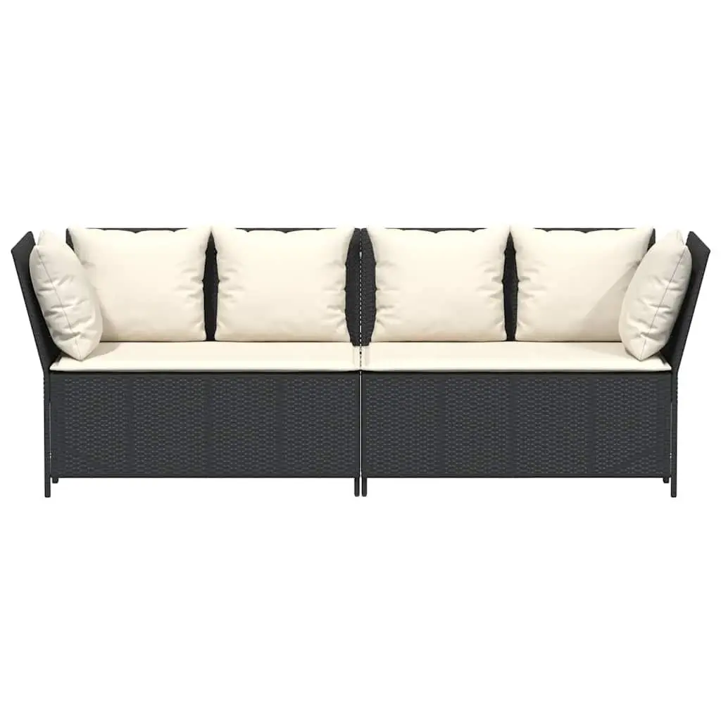 Garden Sofa Outdoor Patio Modular Black PE Rattan with Cushions
