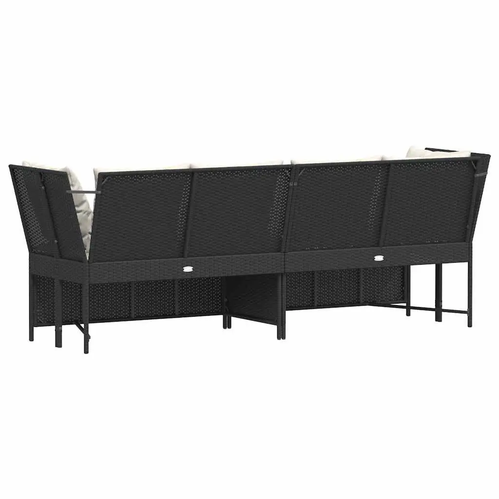 Garden Sofa Outdoor Patio Modular Black PE Rattan with Cushions