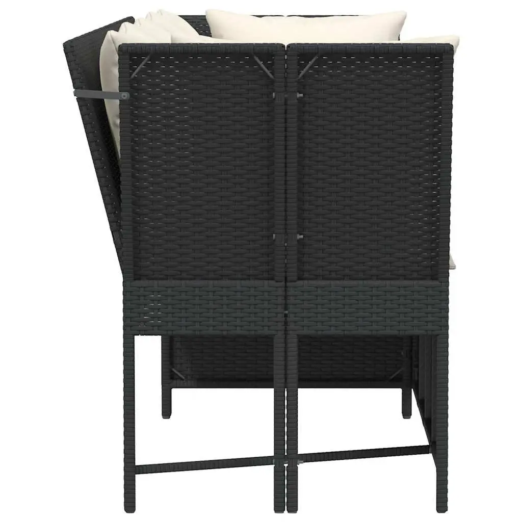 Garden Sofa Outdoor Patio Modular Black PE Rattan with Cushions