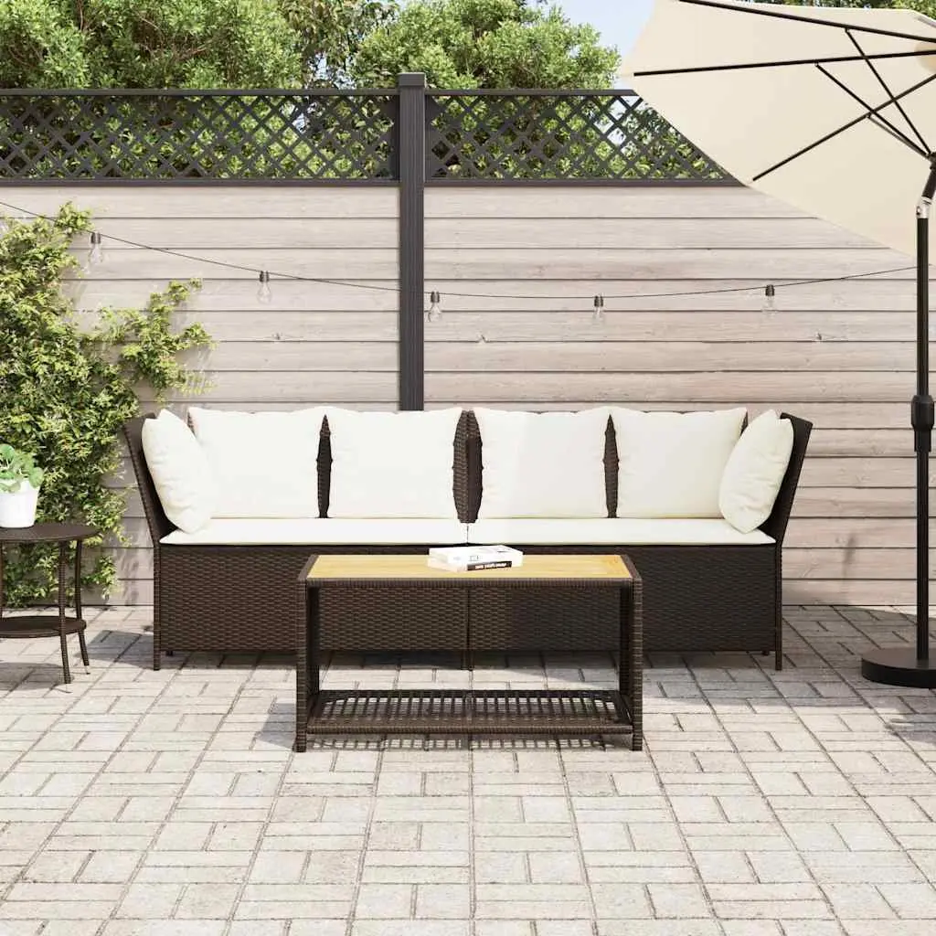Modular Brown Rattan Outdoor Sofa with Cushions for Garden Seating