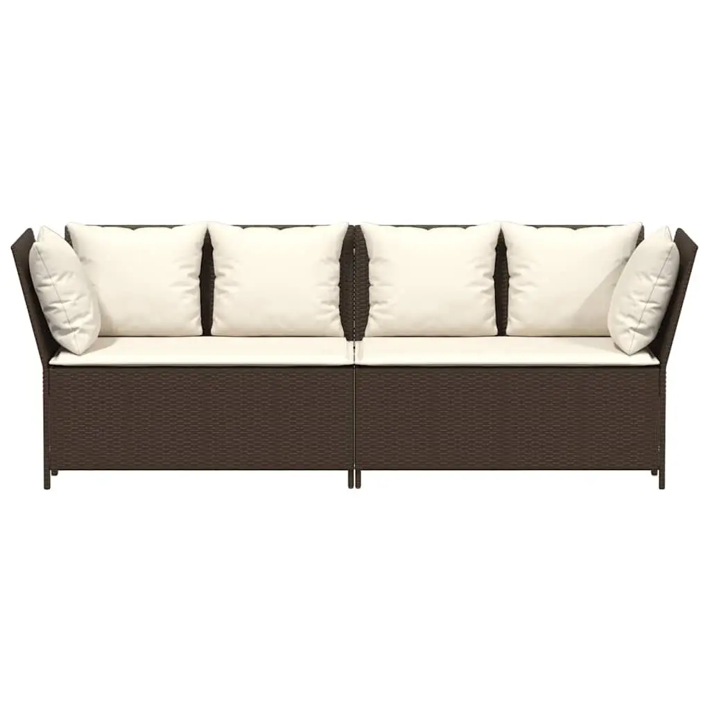 Modular Brown Rattan Outdoor Sofa with Cushions for Garden Seating