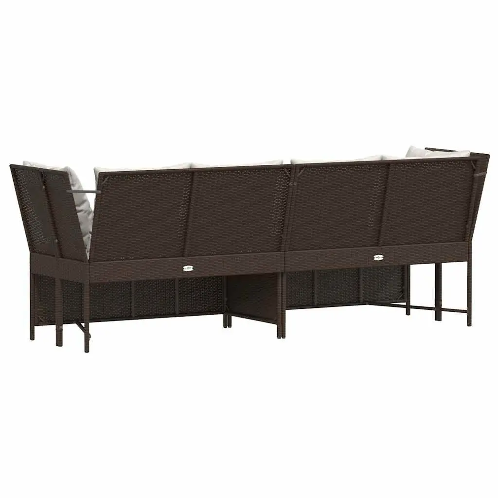 Modular Brown Rattan Outdoor Sofa with Cushions for Garden Seating