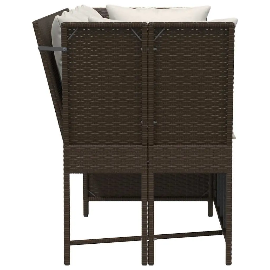 Modular Brown Rattan Outdoor Sofa with Cushions for Garden Seating