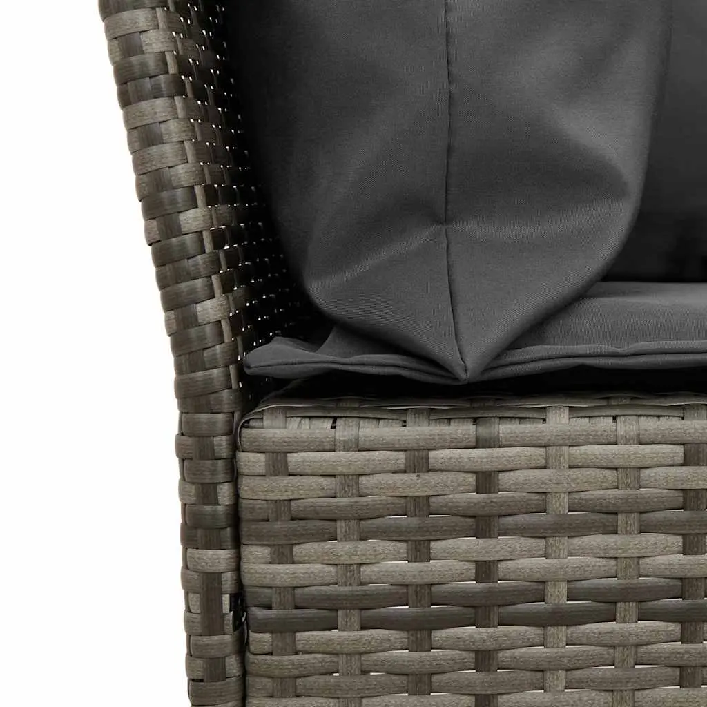 Garden Sofa Outdoor Use Modular Grey Poly Rattan with Cushions