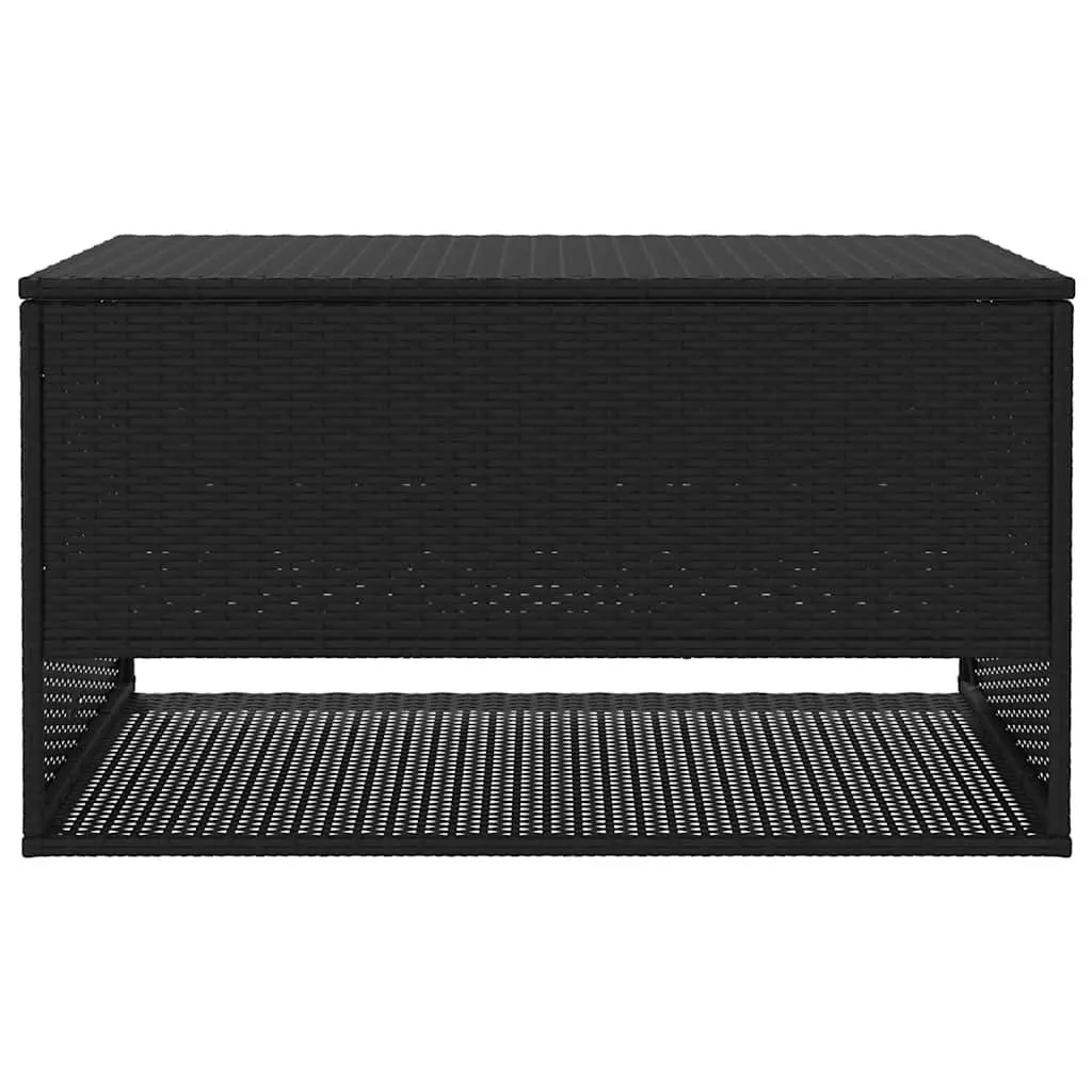 Outdoor Storage Box Black PE Rattan Garden Cushion Organizer with