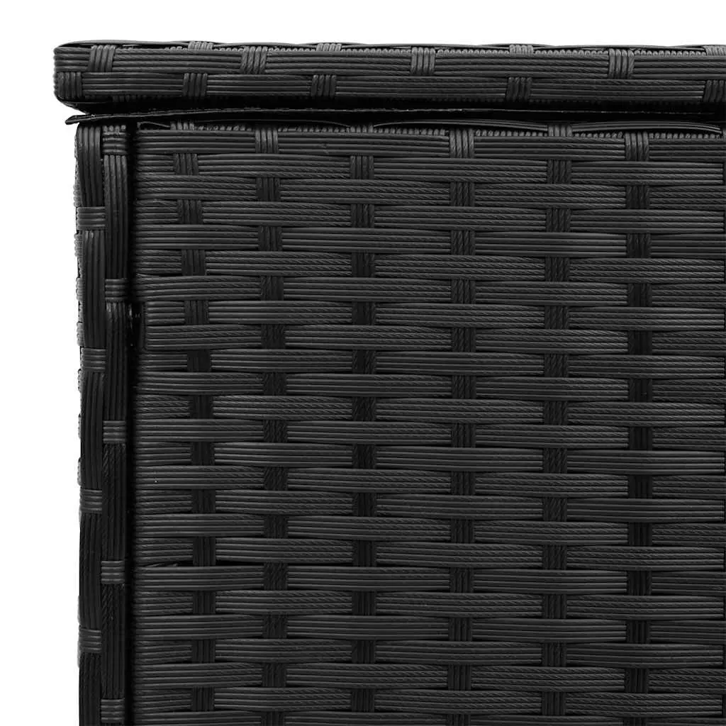 Outdoor Storage Box Black PE Rattan Garden Cushion Organizer with