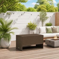 Brown Poly Rattan Outdoor Storage Box - 100 x 55 x 55.5 cm