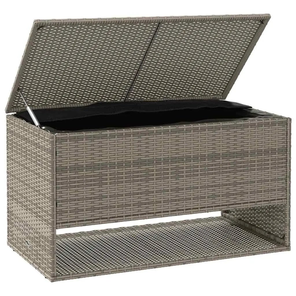 Outdoor Storage Box Grey Poly Rattan Garden Furniture Cushion Organiser