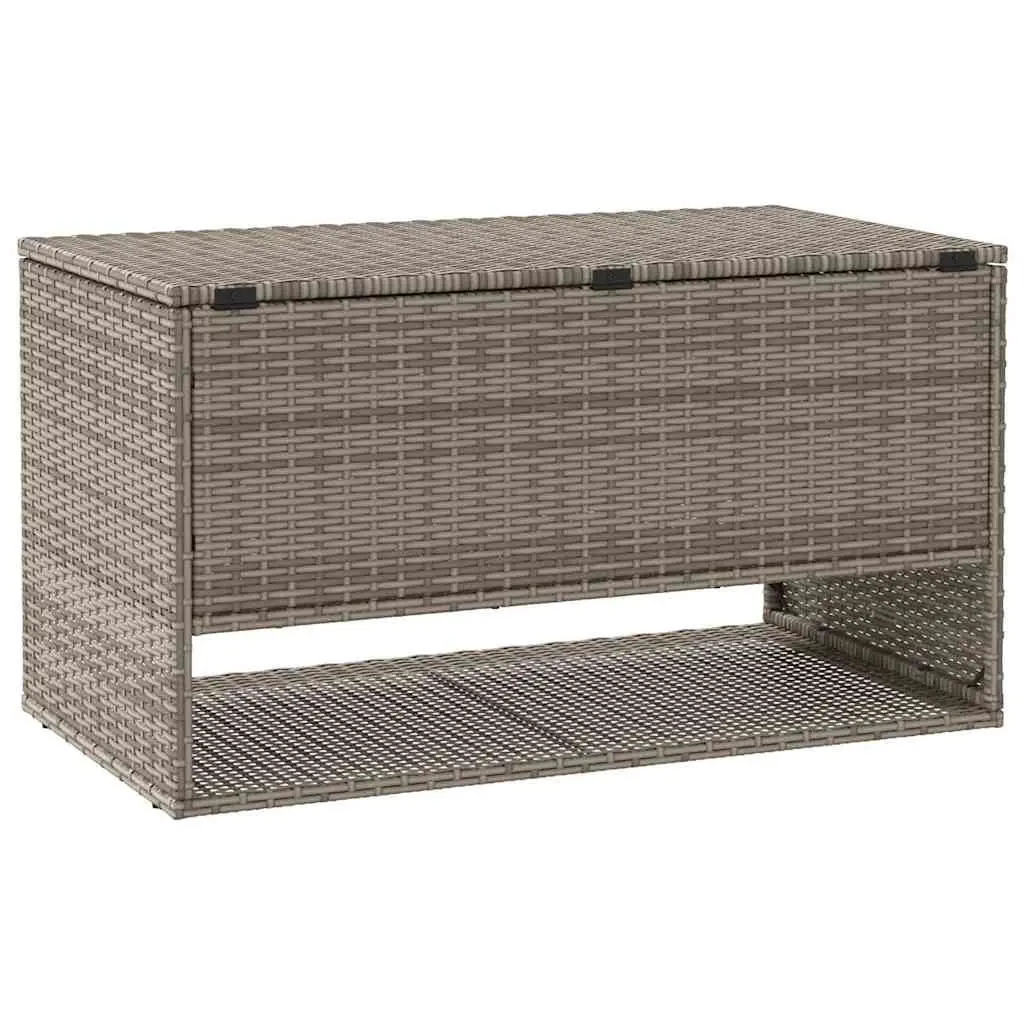 Outdoor Storage Box Grey Poly Rattan Garden Furniture Cushion Organiser