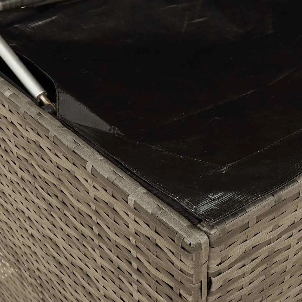 Outdoor Storage Box Grey Poly Rattan Garden Furniture Cushion Organiser