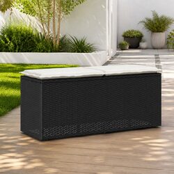 Black Garden Bench Dimensions 110x40x44cm with Cushion