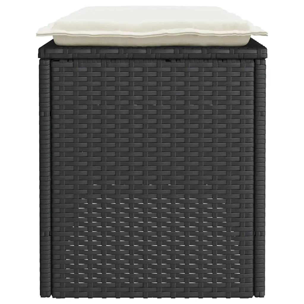 Garden Bench with Cushion Outdoor Seating Black 110x40x44cm Poly Rattan