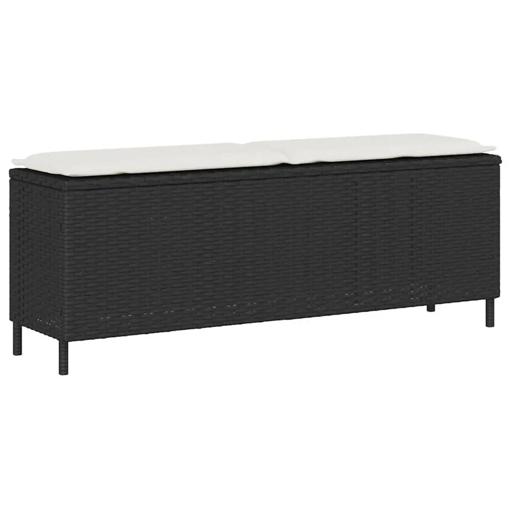 Garden Bench Outdoor Seating with Cushion Black 110 x 30 x 40.5 cm