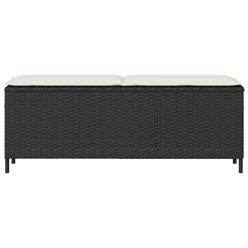 Garden Bench Outdoor Seating with Cushion Black 110 x 30 x 40.5 cm