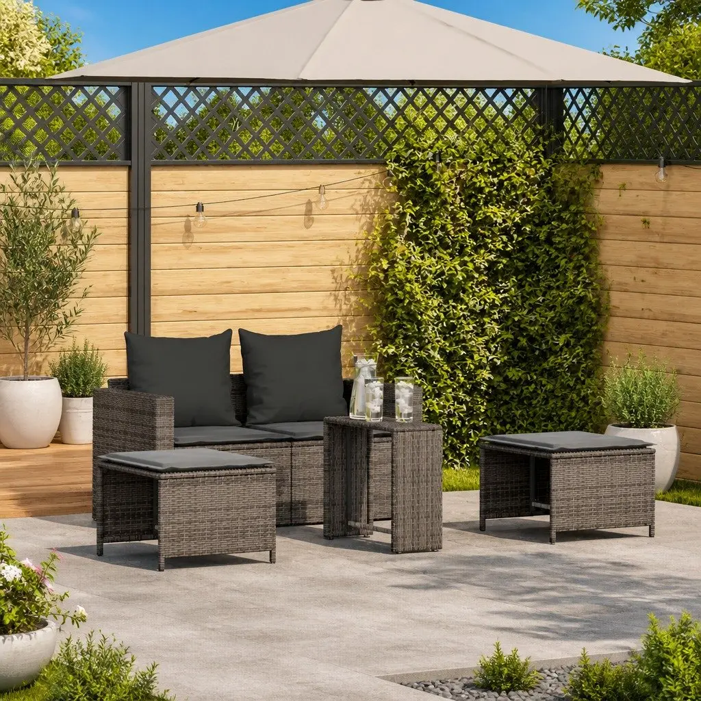 Garden Sofa Set Outdoor Seating 5 Piece Modular Stackable Patio Furniture Grey