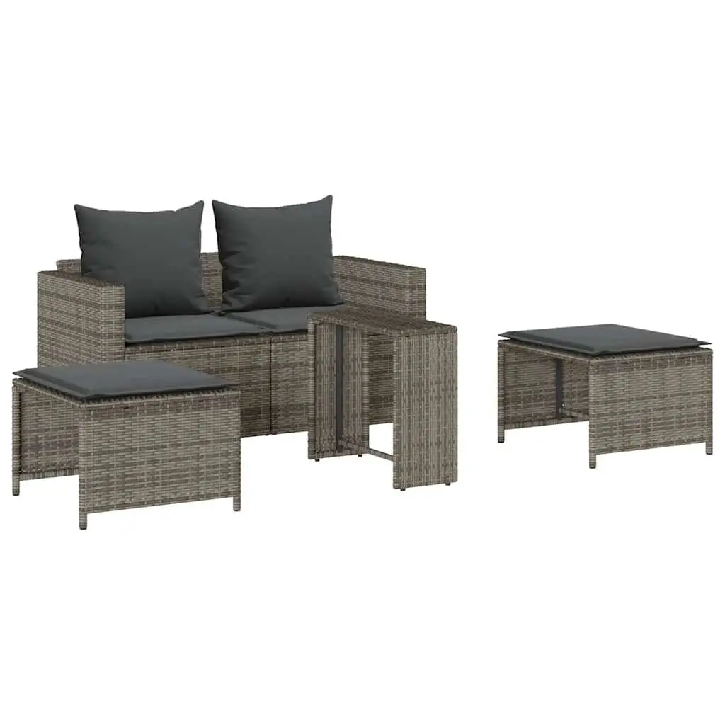 Garden Sofa Set Outdoor Seating 5 Piece Modular Stackable Patio Furniture Grey