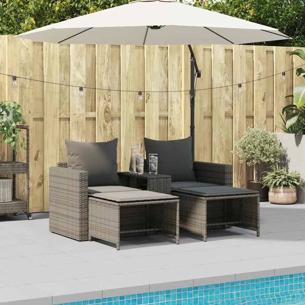 Garden Sofa Set Outdoor Seating 5 Piece Modular Stackable Patio Furniture Grey