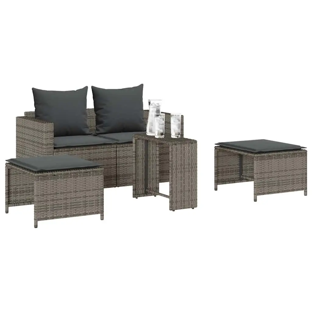 Garden Sofa Set Outdoor Seating 5 Piece Modular Stackable Patio Furniture Grey