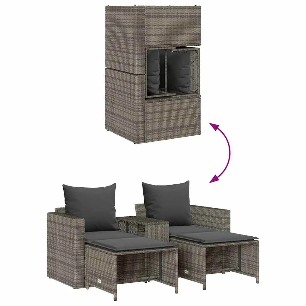 Garden Sofa Set Outdoor Seating 5 Piece Modular Stackable Patio Furniture Grey