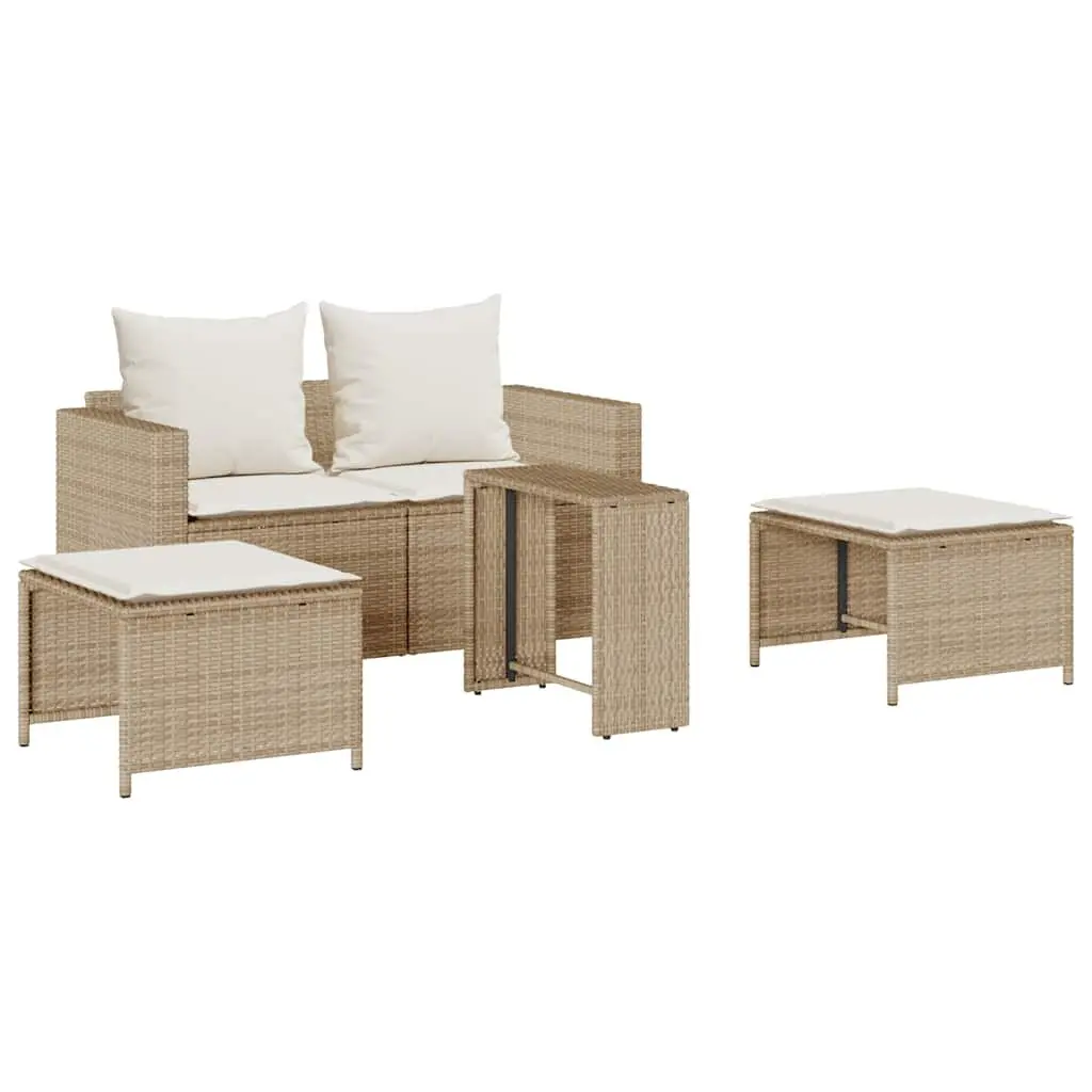 Outdoor Sofa Set 5 Piece Garden Furniture Stackable Modular Beige Poly Rattan